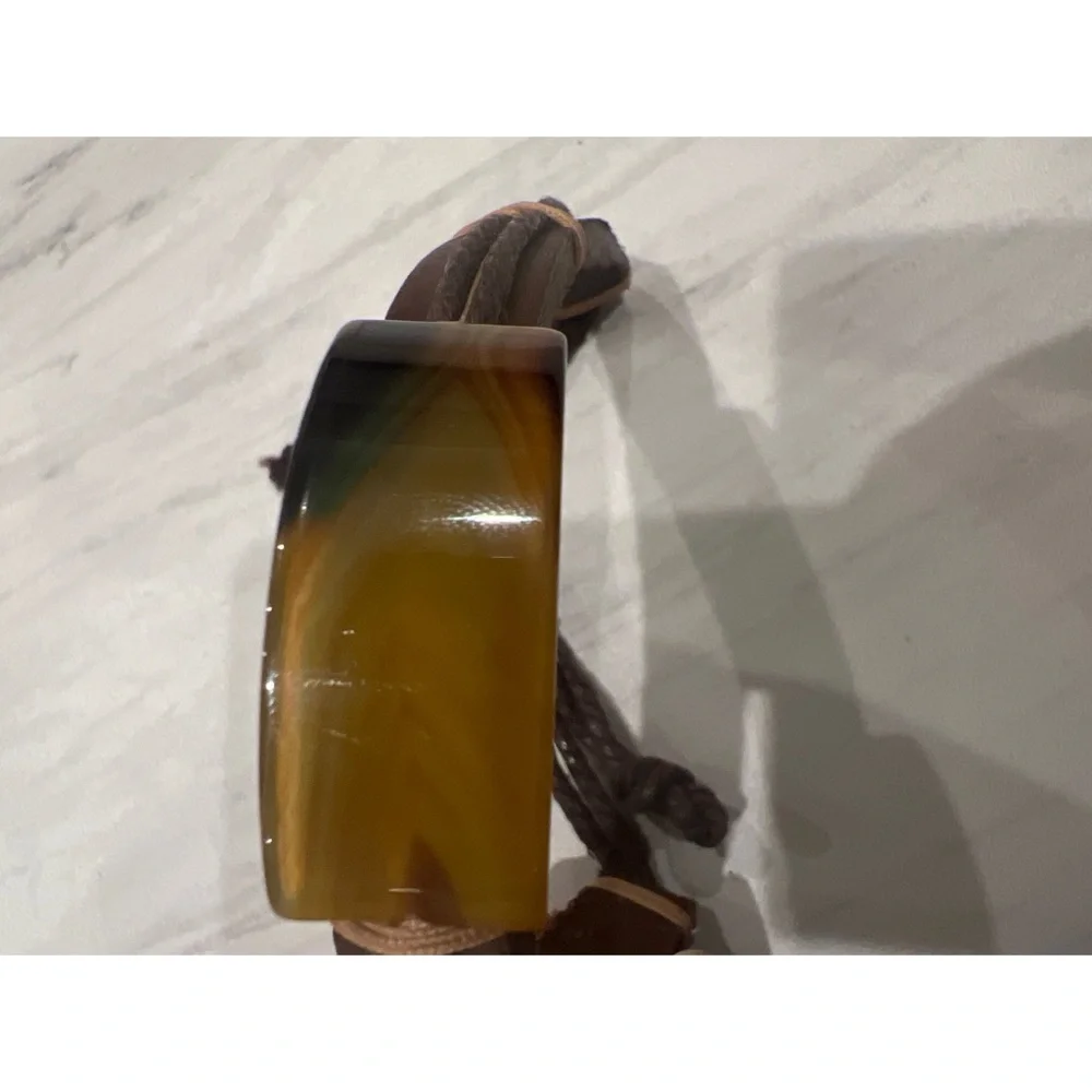 Men’s Leather Agate Adjustable Bracelet
